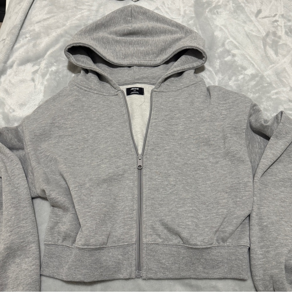 light grey cropped zip up